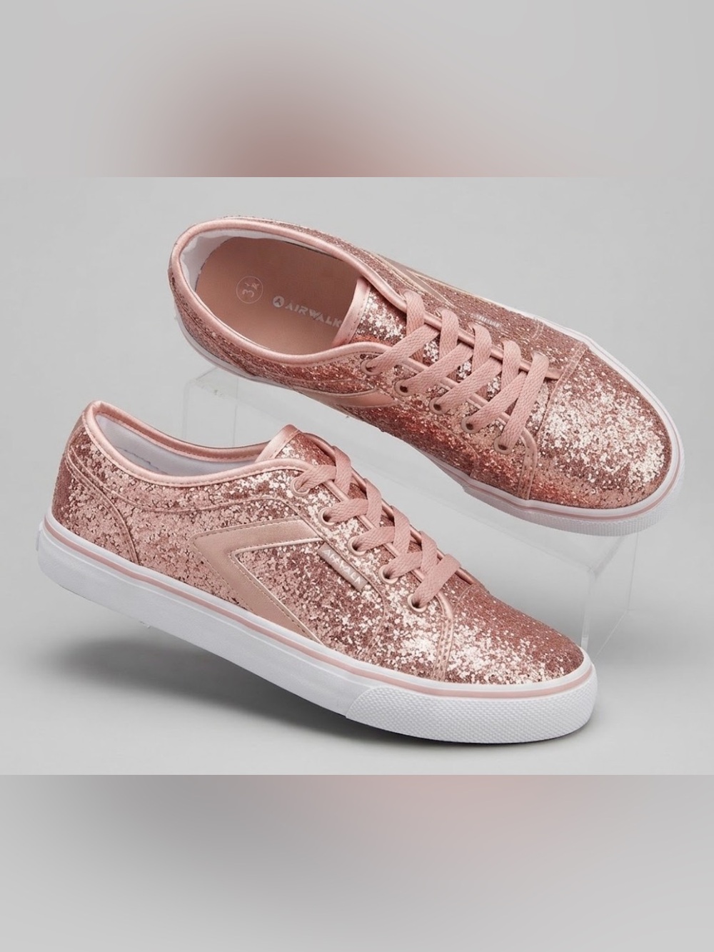 Airwalk | Rose Gold Shimmer Laces Girl Shoes | 3.5